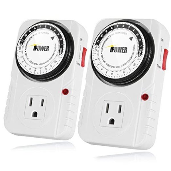Ipower 2-PACK 24-Hour Grounded Analog Timer, For Indoor Growing, 2PK GLTIMEX2